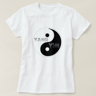 T-shirt Symbole circulaire Taijitu Yin et Yang sur blanc