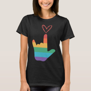 T-shirt Symbole d'amour arc-en-ciel Asl Sourds 