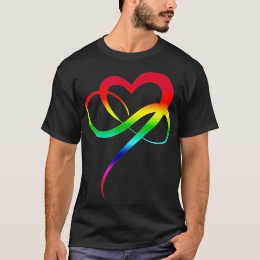 T-shirt Symbole d'amour LGBTQ Art Rainbow Infinity Heart P (Devant)
