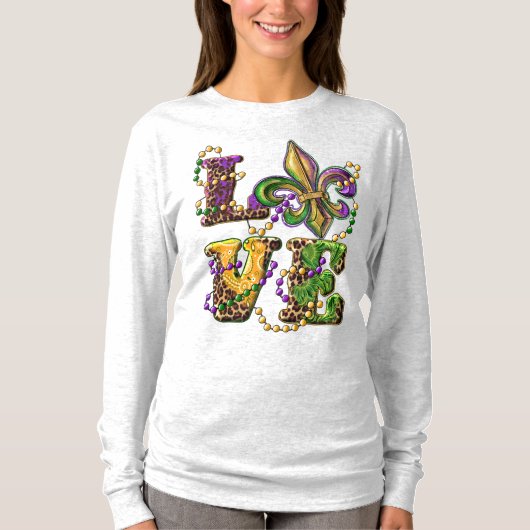 T-shirt Symbole d'amour Mardi Gras avec Fleur de Lis (Devant)