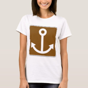 T-shirt Symbole d'ancre nautique Panneau marron marina