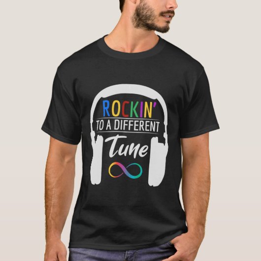 T-shirt SYMBOLE D'Autisme Rockine Tune Infinité A À Différ (Devant)
