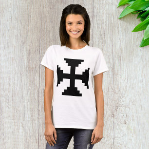 T-shirt Symbole de croix noire en art pixelisé