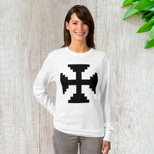 T-shirt Symbole de croix noire en art pixelisé