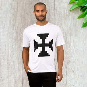T-shirt Symbole de croix noire en art pixelisé