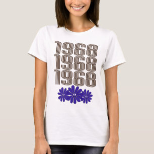 T-shirt SYMBOLE DE LA PAIX 1968 Hippie Fleur Puissance vio