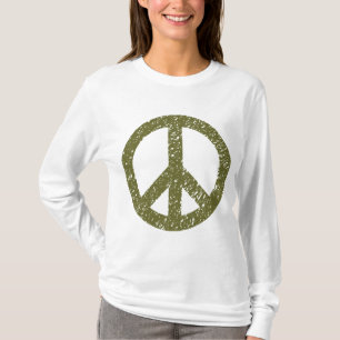 T-shirt Symbole de la Paix Scribblée - Drab Olive