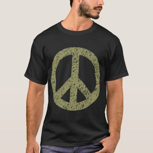 T-shirt Symbole de la Paix Scribblée - Khaki (Devant)