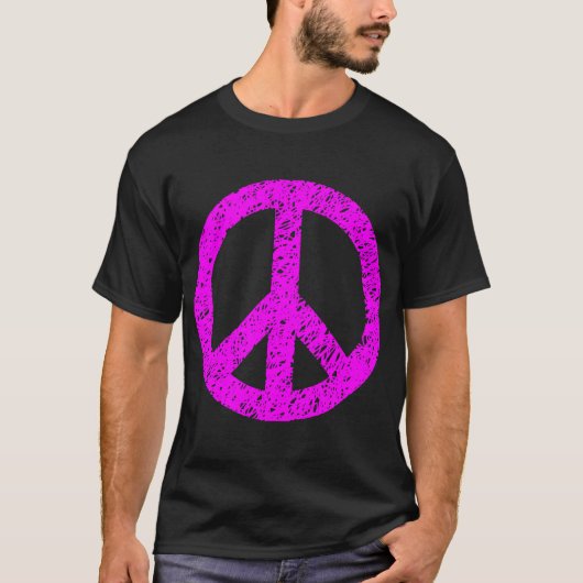 T-shirt Symbole de la Paix Scribblée - Magenta (Devant)