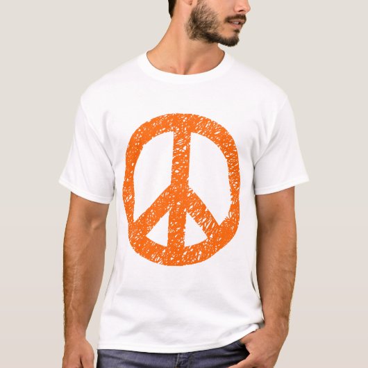 T-shirt Symbole de la Paix Scribblée - Orange (Devant)