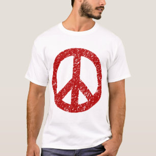 T-shirt Symbole de la Paix Scribblée - Rouge Ruby