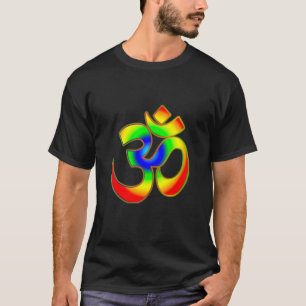 T-shirt Symbole de méditation de yoga Om Ohm arc-en-ciel s