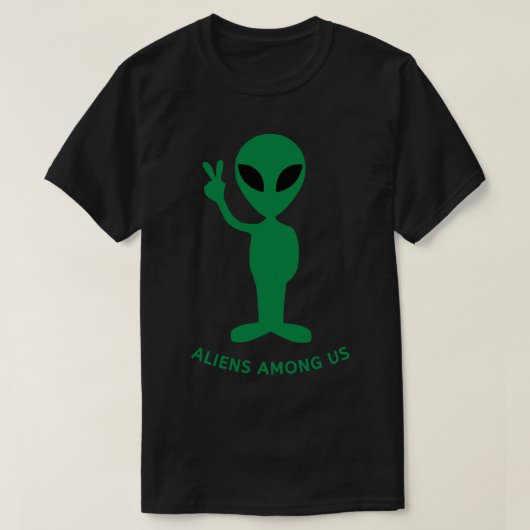 T-shirt SYMBOLE DE PAIX Alien Vert MAIN V SciFi Aliens du (Design devant)