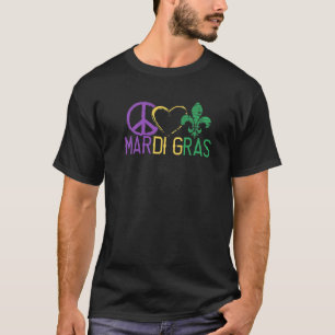 T-shirt Symbole de Paix de Mardi Gras Hippie Coeur Fleur D