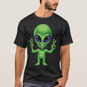 T-shirt Symbole de paix drôle d'alien Sourire Humour Migno