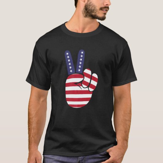 T-shirt Symbole de paix du drapeau américain (Devant)