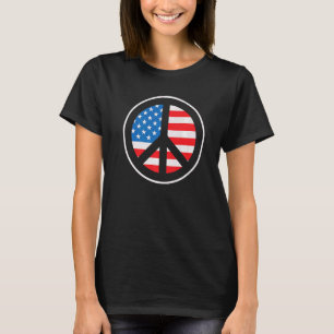 T-shirt Symbole de paix du drapeau américain 4 juillet