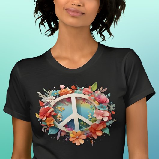 T-shirt SYMBOLE DE PAIX Floral Coloré