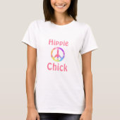 T-shirt Symbole de paix Hippie Chick Pastel Arc-en-ciel Ti (Devant)