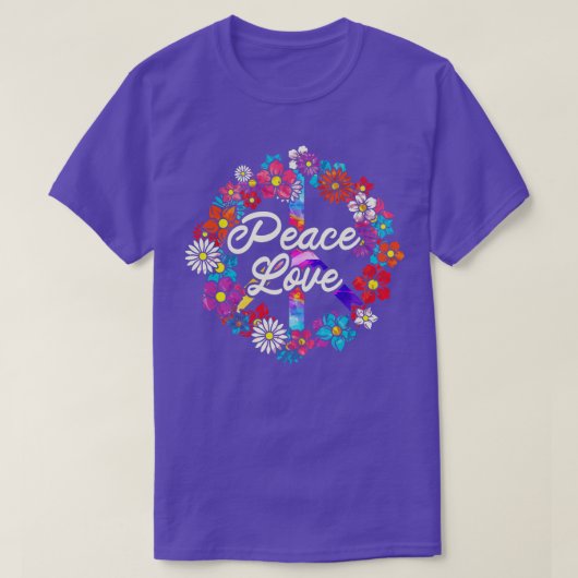 T-shirt Symbole de paix Hippie-Fleur 1 (Design devant)
