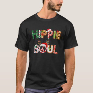 T-shirt Symbole de paix Hippie Soul Santa Hat Reindeer Hor