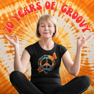 T-shirt Symbole de Paix Rétro Papillon Psychédélique Anniv