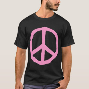 T-shirt Symbole de paix rude - rose sur foncé