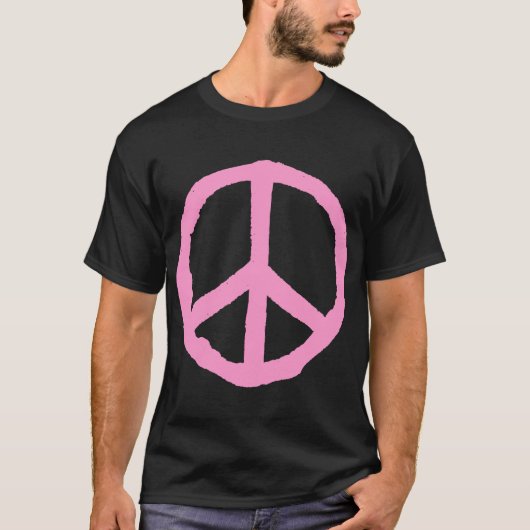 T-shirt Symbole de paix rude - rose sur foncé (Devant)