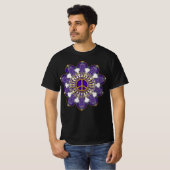 T-shirt Symbole de paix violet et or Mandala (Devant entier)