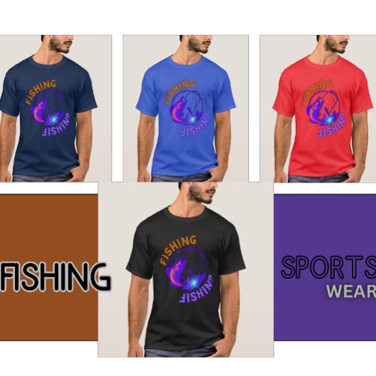 T-shirt Symbole de pêche incliné