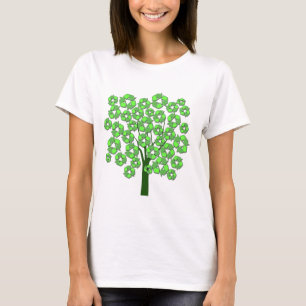T-shirt Symbole de recyclage vert à la mode Arbre