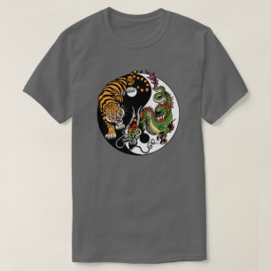 T-shirt symbole de yang de yin de dragon et de tigre