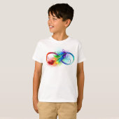 T-shirt Symbole d'infini avec plume arc-en-ciel (Devant entier)
