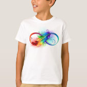 T-shirt Symbole d'infini avec plume arc-en-ciel (Devant)