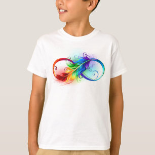 T-shirt Symbole d'infini avec plume arc-en-ciel