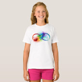 T-shirt Symbole d'infini avec plume arc-en-ciel (Devant entier)