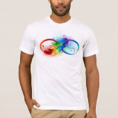 T-shirt Symbole d'infini avec plume arc-en-ciel (Devant)