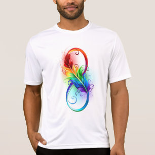 T-shirt Symbole d'infini avec plume arc-en-ciel