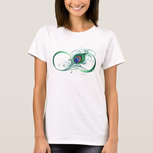 T-shirt Symbole d'infini avec plume de paon (Devant)