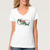T-shirt Symbole d'infini avec Rose arc-en-ciel (Devant)