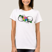 T-shirt Symbole d'infini avec Rose arc-en-ciel (Devant)