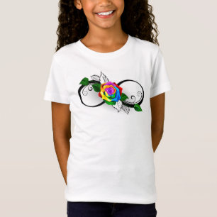 T-Shirt Symbole d'infini avec Rose arc-en-ciel
