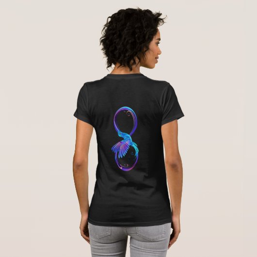T-shirt Symbole d'infini néon avec colibri brillant (Dos entier)