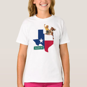 T-shirt SYMBOLE Drapeau En Forme Texas Cowgirl Et Houston 