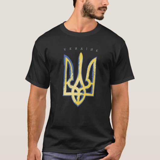 T-shirt Symbole drapeau Pro Ukraine Support Trident Ukrain (Devant)