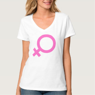 T-shirt Symbole Féminin Rose Icône Féministe Minimaliste V