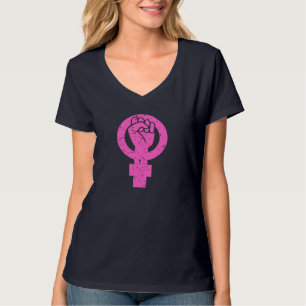 T-shirt Symbole féministe rose Femmes Mars 2021 Égalité