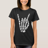 T-shirt Symbole Halloween Rock Hand Sign Skeleton Rock N R (Devant)