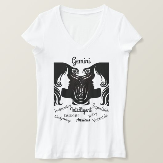 T-shirt SYMBOLE Horoscope Gemini Traits Jumeaux (Design devant)