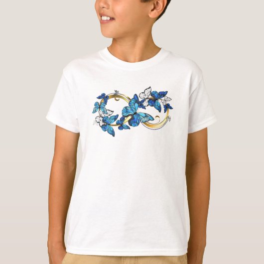 T-shirt Symbole infini de papillons Morpho bleus (Devant)